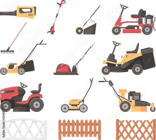 Lawn Mower Cartoon Set