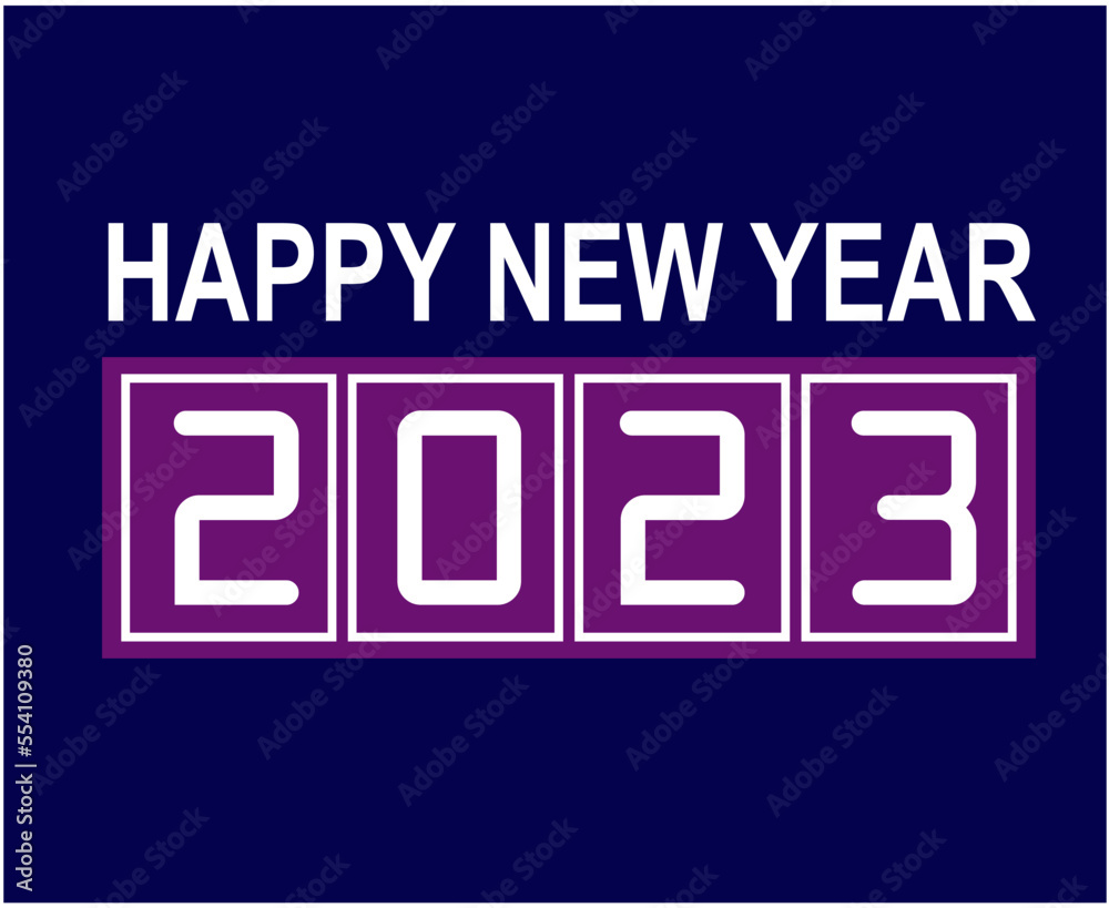 Happy New Year 2023 Holiday Abstract Vector Illustration Design Purple And White With Blue Background