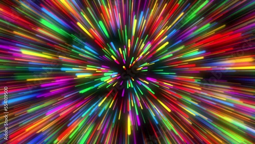 Star burst neon lines space abstraction. High quality 4k footage rainbow colors