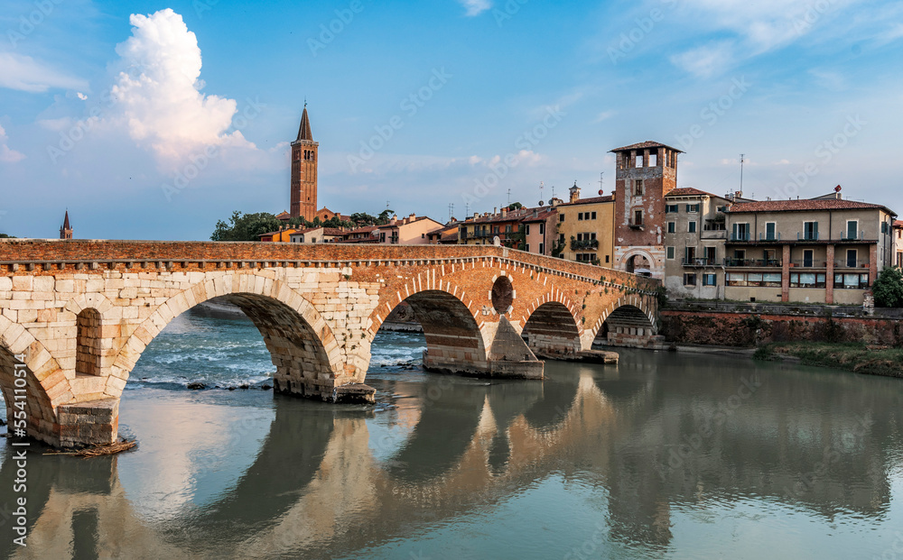 The famous roman Ponte in Verona (Stone Bridge), Italy