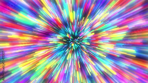 Star burst neon rainbow lines space abstraction. High quality 4k footage colorful cosmos 