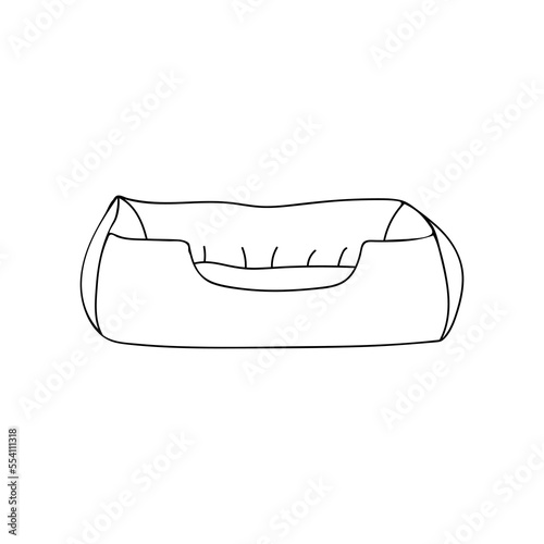 Pet bed doodle illustration in vector. Hand drawn pet bed icon in vector. Pet house doodle icon. Cat and dog house doodle icon in vector.