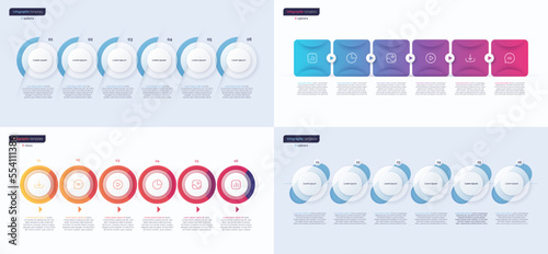 Set of vector infographic templates composed of 6 shapes