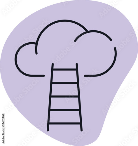 Cloud stair line icon. Career work potencial. Vector illustration