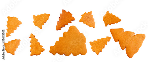 Gingerbread christmas trees isolated on white background