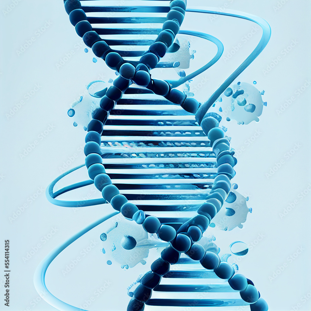 Generated art of artificial intelligence of DNA strand. Concept of