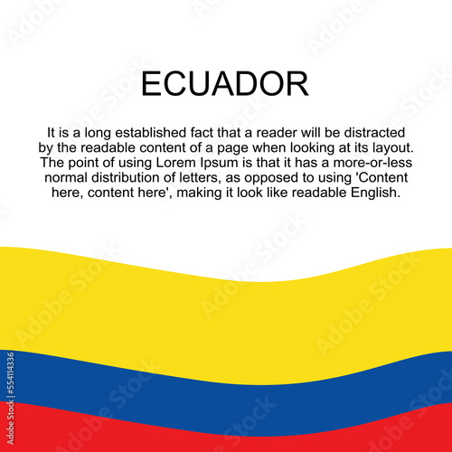 Flag of Ecuador for banner in square white background. Ecuador flag with space for text. Ecuador square banner with flag. vector illustration eps10