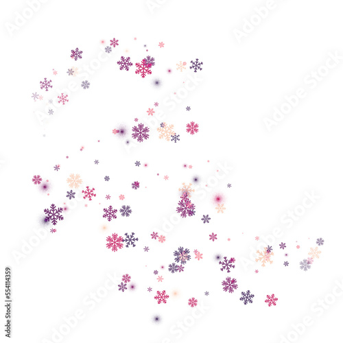 Tints of red  snowflakes on a transparent background. Snow blizzard  winter background. PNG