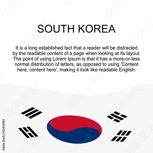 Flag of South Korea for banner in square white background. South Korea flag with space for text. South Korea square banner with flag. vector illustration eps10