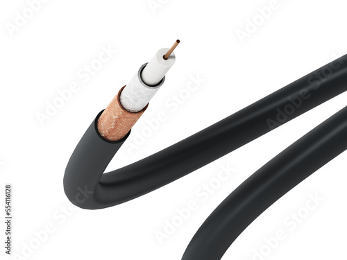 Fotografía Coaxial cable showing detailed layers on transparent background