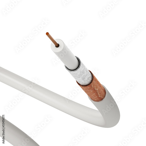 Schilderij op canvas Coaxial cable showing detailed layers on transparent background
