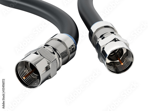 A pair of coaxial cables on transparent background