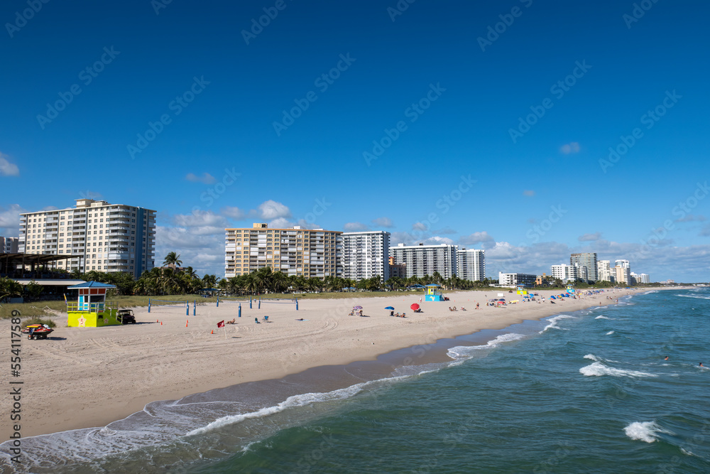 The pristine sands of Pompano Beach in Florida, USA