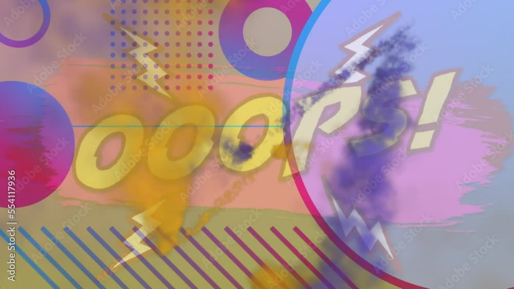 Animation of shapes moving over ooops text Animation of shapes moving over ooops text