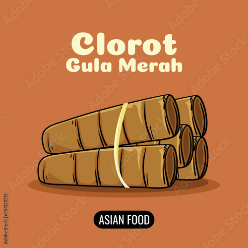 illustration of sweet food packaging clorot coconut leaves rolled up. asian food premium vector photo