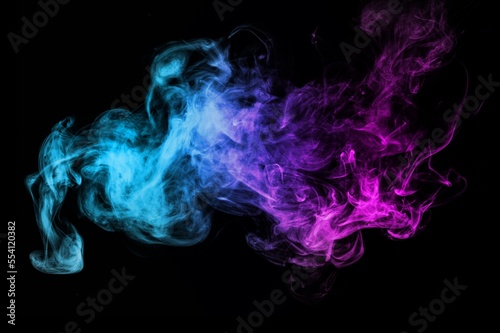 Abstract Colored Smoke on Black Background.