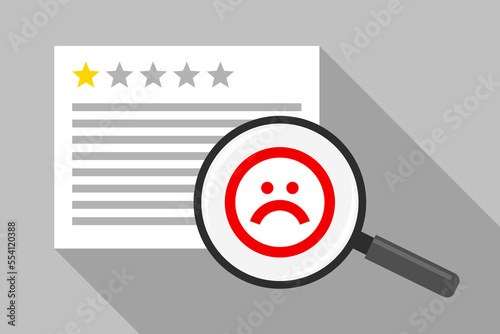 Review marked with one star rating, negative client feedback