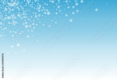 Silver Snowflake Vector Blue Background. Sky Gray