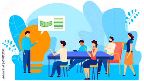 Electricity saving and smart home buisness educational training people, saving resources concept cartoon vector illustration.