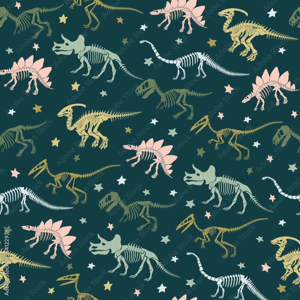 Seamless vector pattern with dinosaur skeleton. Seamless vector pattern with dinosaur skeleton.