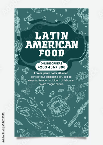 banner for promotion on social media  with latin american food menu