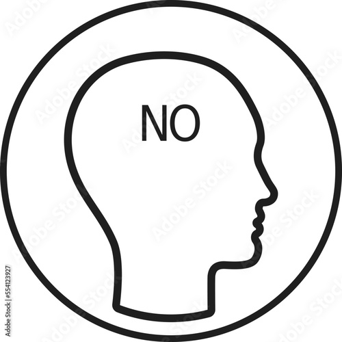Human with word 'no' in head.
