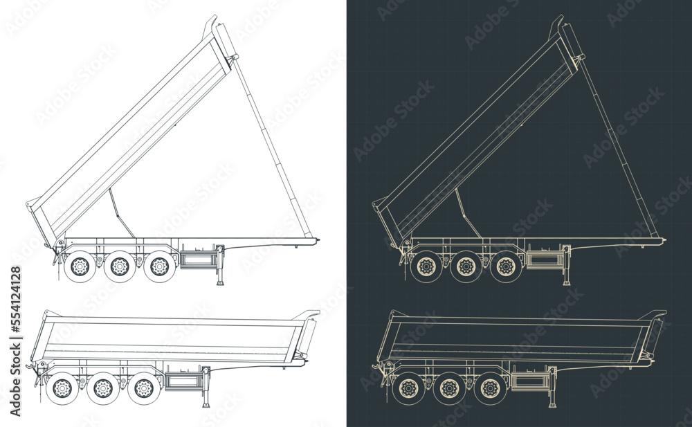 Fototapeta premium Tipper semi trailer drawings