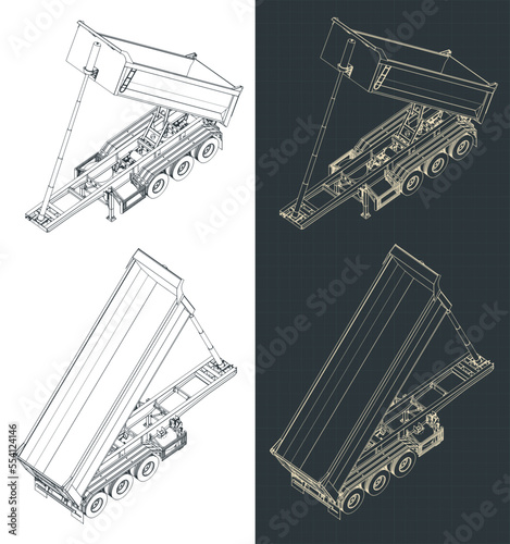 Tipper semi trailer isometric drawings