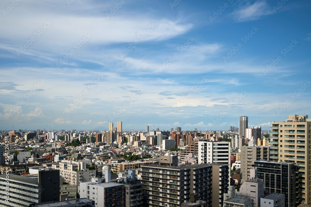 Tokyo Urban Skyline Against a Partly Cloudy Sky