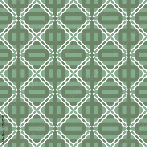 seamless green damask pattern with intresting shapes