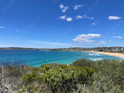 view of the beach from the cliff