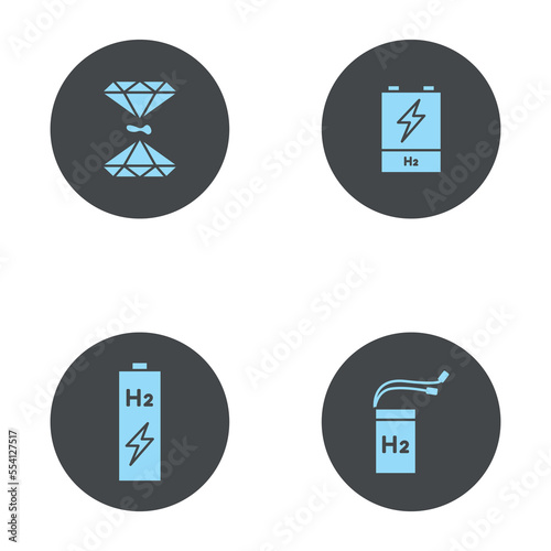 H2 fuel battery modern circular icon set, nickel metal-hydrogen concept, sustainable accumulator flat style vector icons, green energy accu emblems, futuristic batteries symbols isolated on background