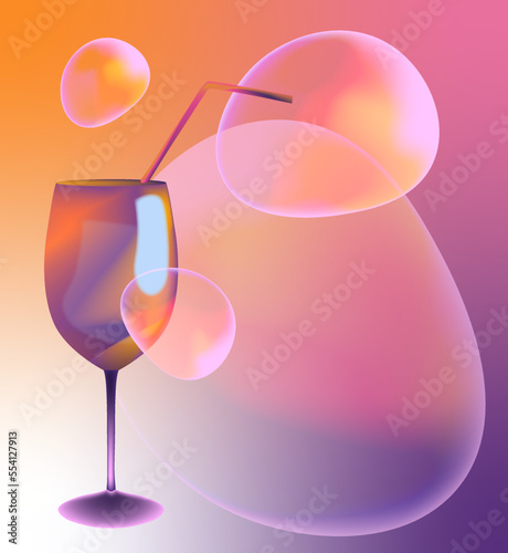 Gradient Vector Psychedelic Bubbles Hand Fruit Pear Bird