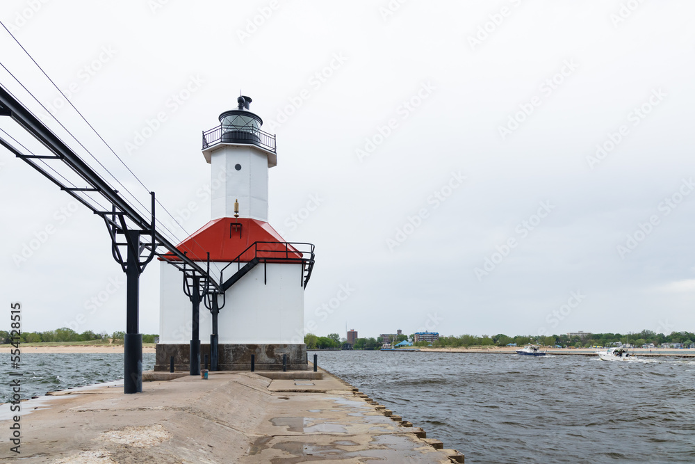St. Joseph North Pier Lighthouse on Lake Michigan