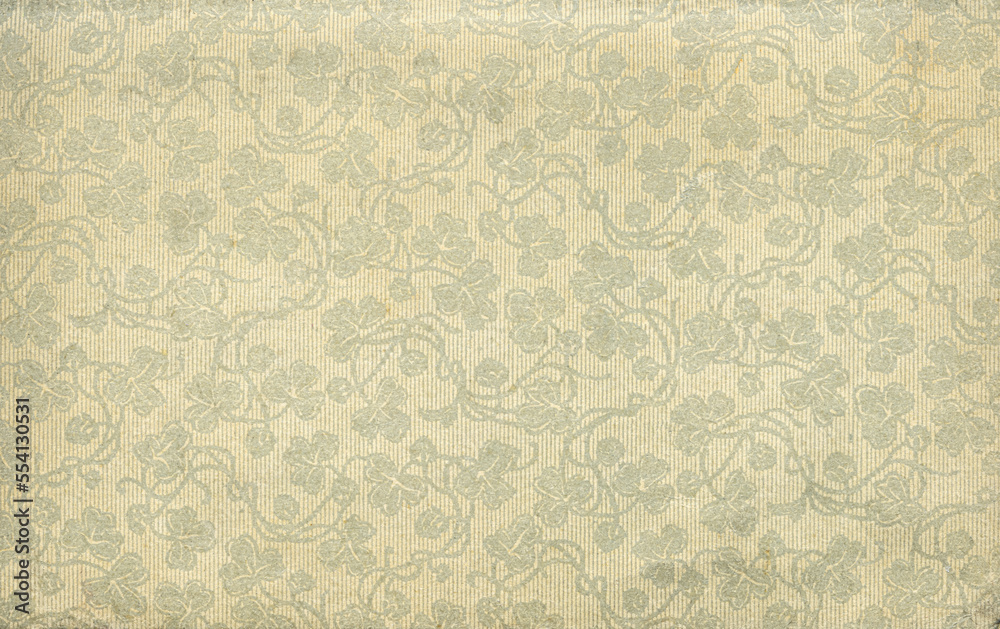 Used antique floral wallpaper with shamrocks, art nouveau, circa 1900