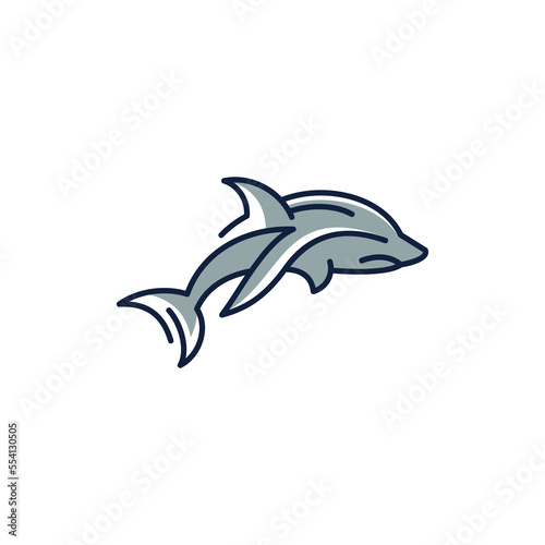 Minimalist Shark Line Art Logo Design  Cool Gray Shark line art Logo for your business or product