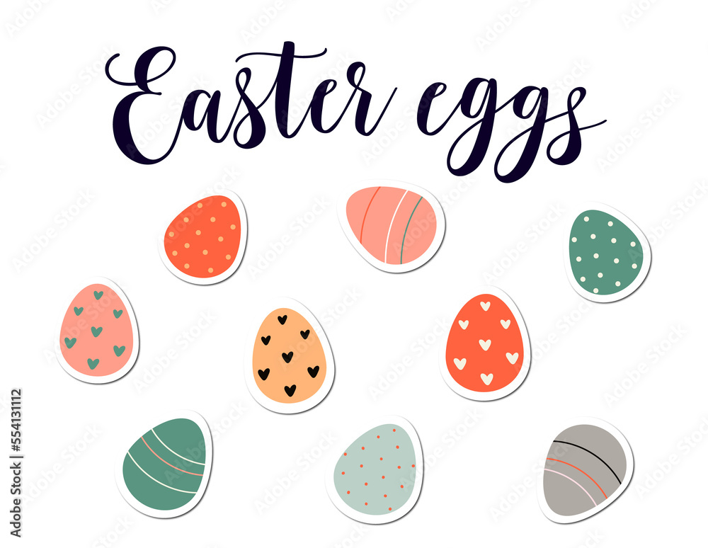 Decorated Easter eggs.Vector flat illustration Decorated Easter eggs.Vector flat illustration