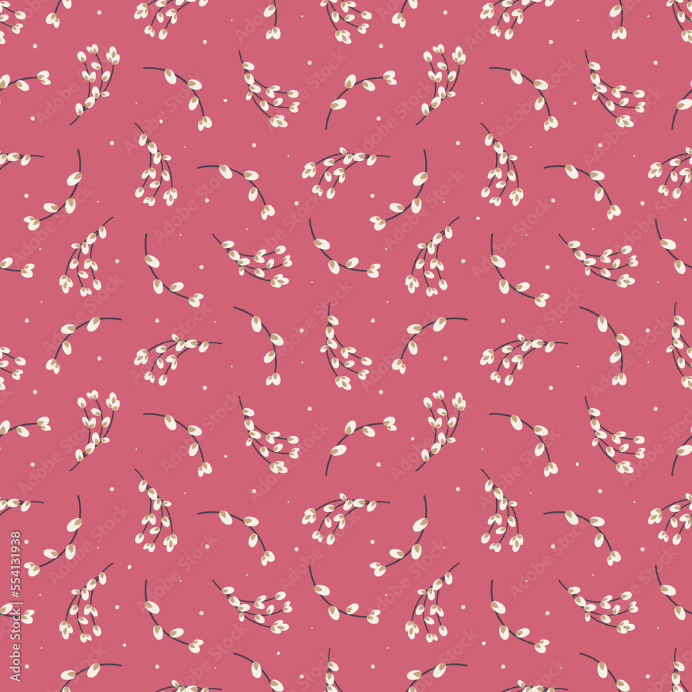 Willow seamless pattern. Willow twigs background