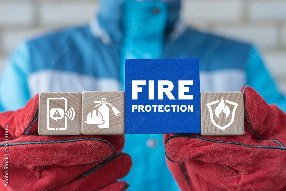 Fire protection concept. Emergency protection. Fire safety. Fire