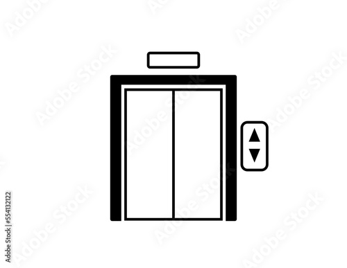 Elevator icon for buildings and commercial establishments. Concept of walking uphill with arrows on isolated white background