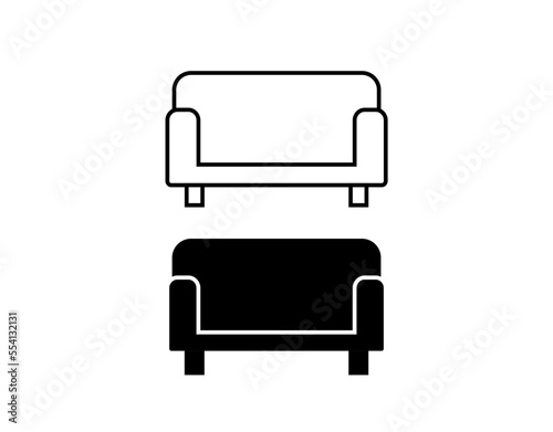 Sofa icon. Set of furniture for sitting on isolated white background