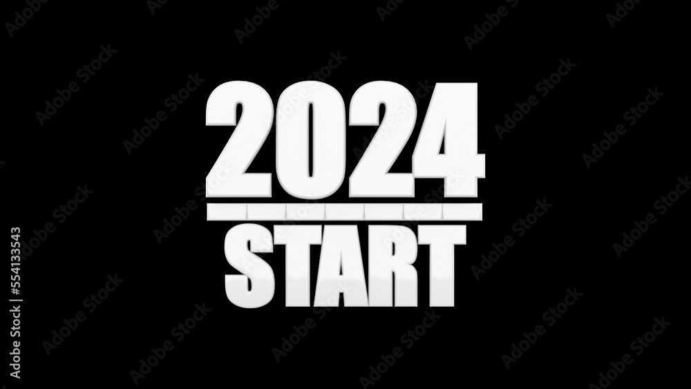 3d rendering of wording 2024 with nice backbround view 3d rendering of wording 2024 with nice backbround view