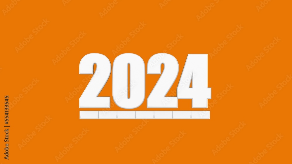 3d rendering of  wording 2024 with nice backbround view