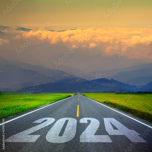 3d rendering of  wording 2024 with nice backbround view photo