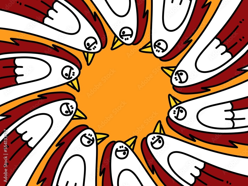 cute chicken cartoon on orange background cute chicken cartoon on orange background