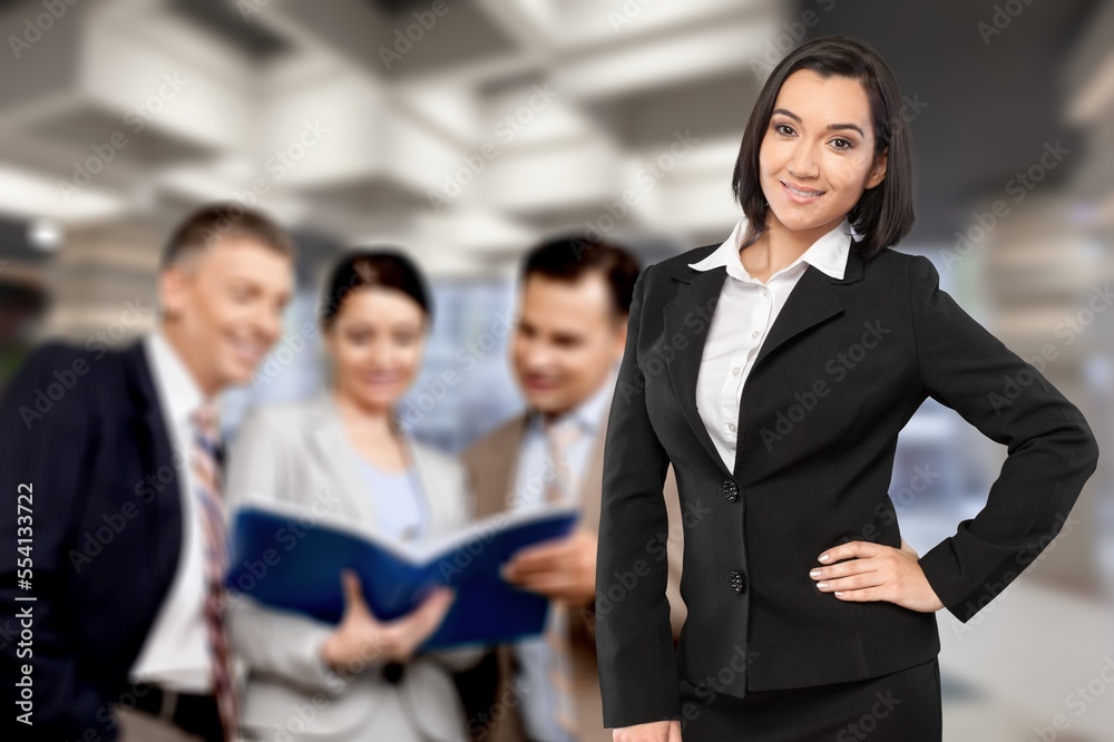 Happy business professional coach in office Happy business professional coach in office
