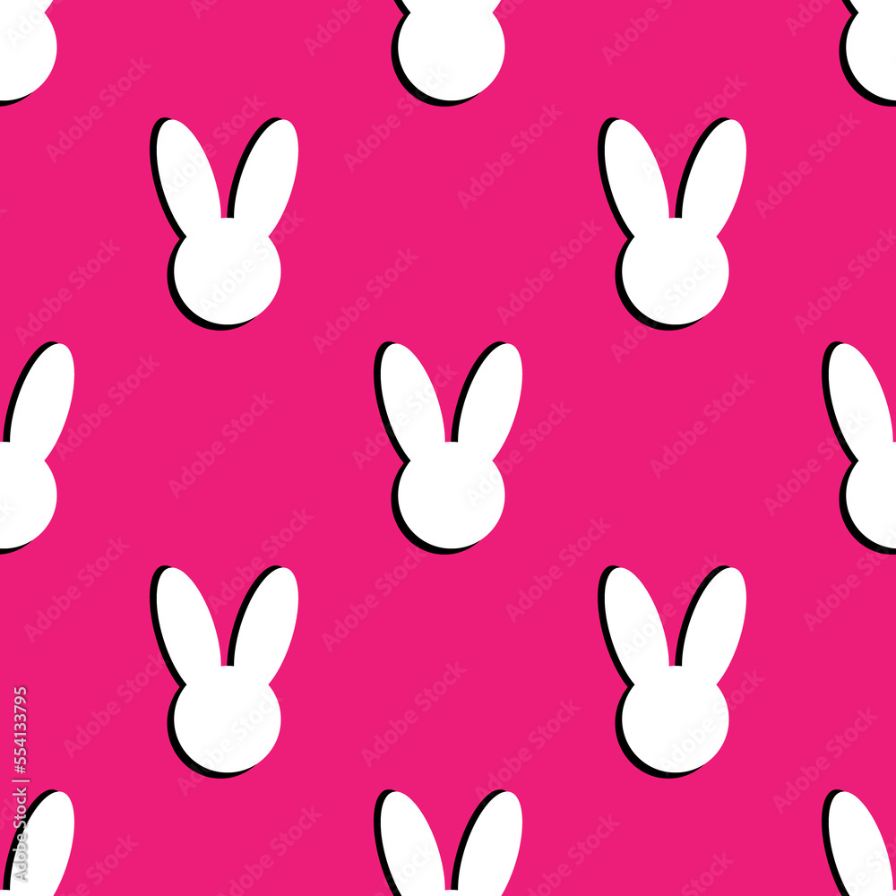 Obraz premium Seamless pattern with white rabbit heads