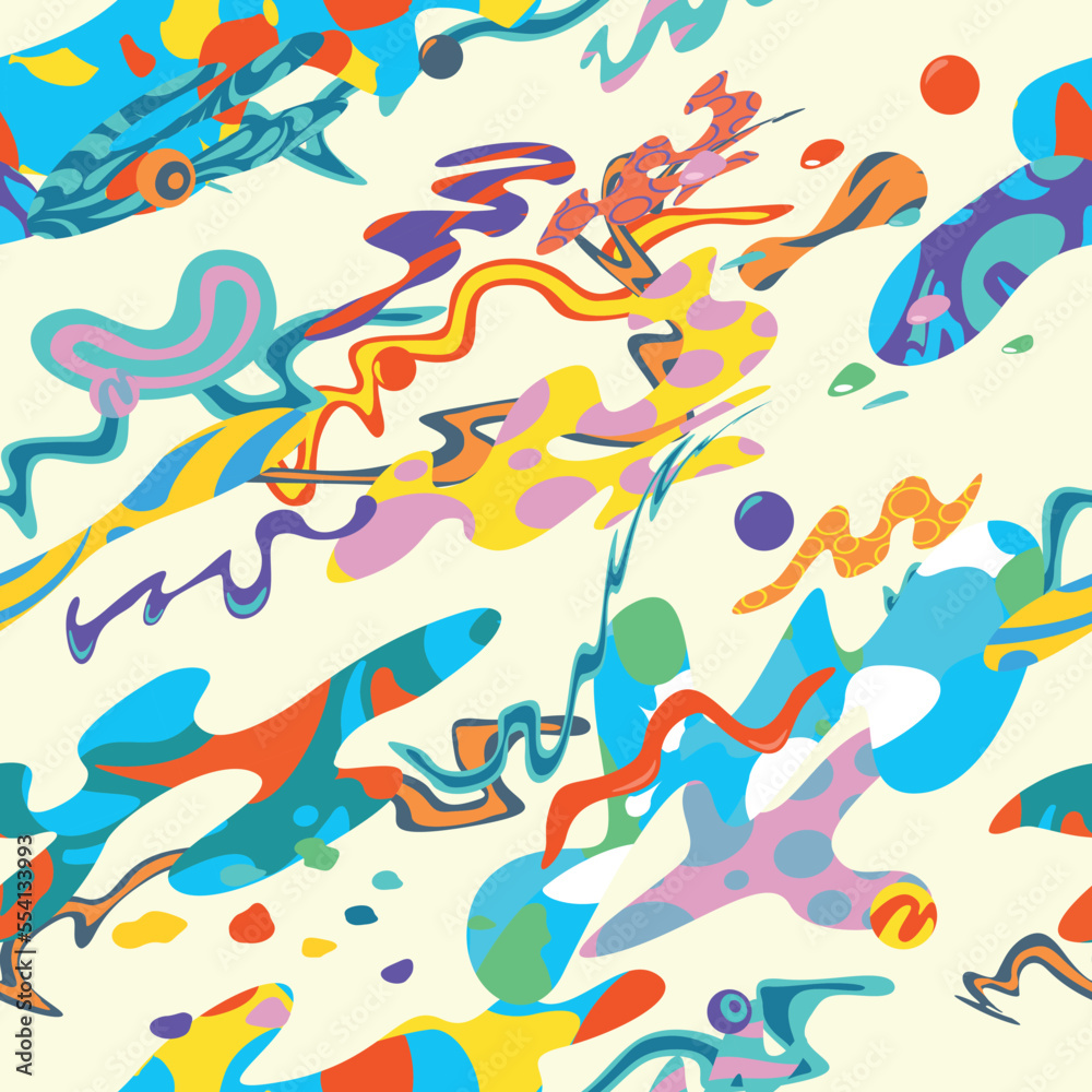 winding multicolored lines, abstract pattern