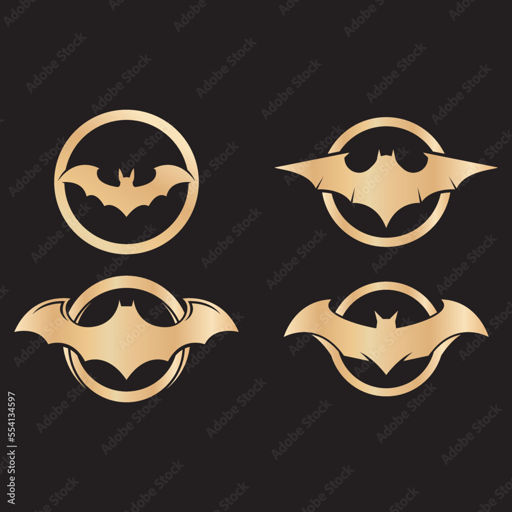 golden bat on black background vector logo icon illustration golden bat on black background vector logo icon illustration