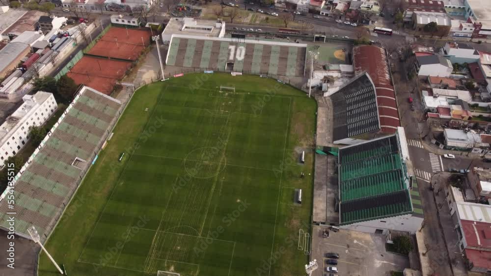 Aerial view of the Nueva Chicago Football Stadium in Mataderos, Buenos Aires in Argentina Aerial view of the Nueva Chicago Football Stadium in Mataderos, Buenos Aires in Argentina